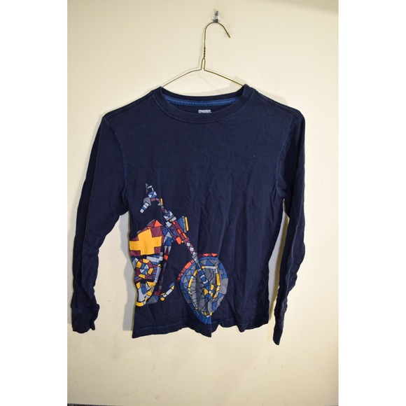 2016 Gymboree Long Sleeve Colorful Stained Glass Motorcycle T Shirt BOYS M 7 8 - Picture 1 of 16
